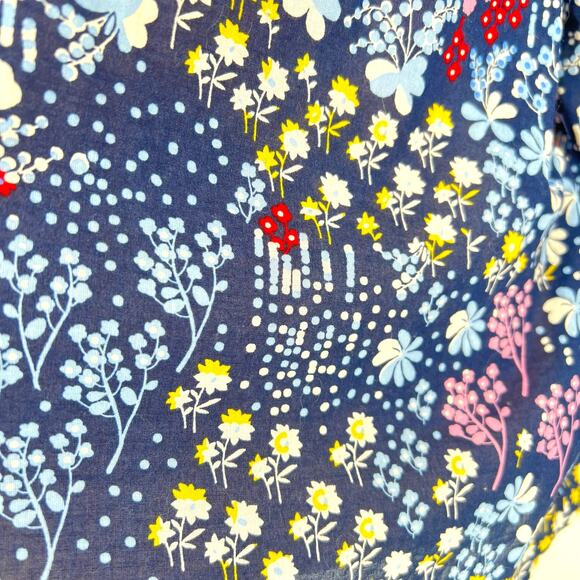 TALBOTS Women's Button Front Navy Floral Cotton Blouse 2X  Cottage Preppy Ditzy - Picture 5 of 7